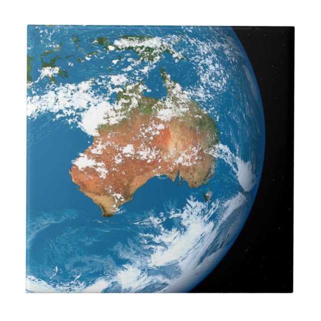 Planet Earth Showing Clouds Over Australia. Ceramic Tile (Front)