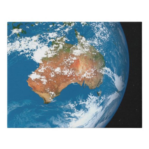 Planet Earth Showing Clouds Over Australia Faux Canvas Print