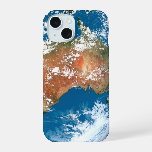 Planet Earth Showing Clouds Over Australia. iPhone 15 Case (Back)