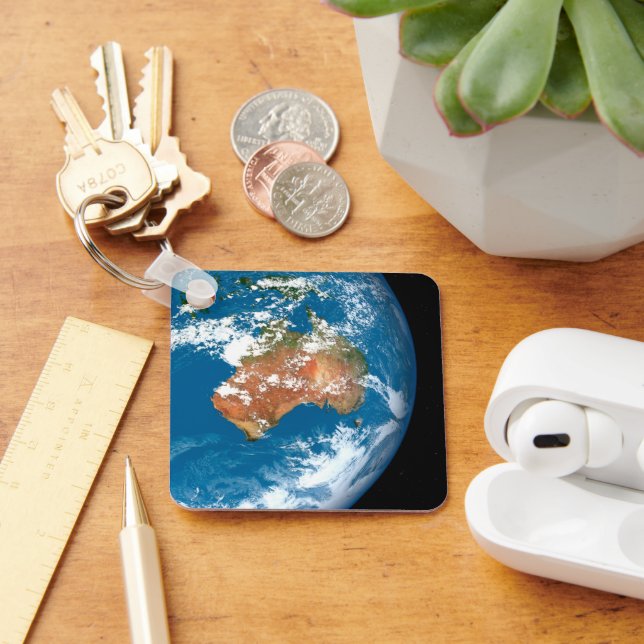 Planet Earth Showing Clouds Over Australia. Keychain (Desk)
