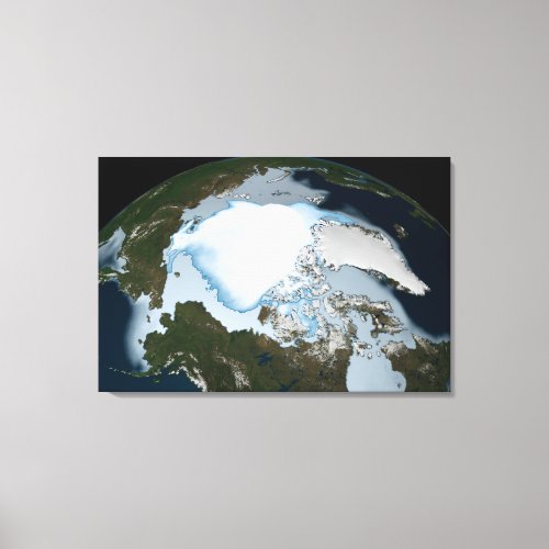 Planet Earth Showing Sea Ice Coverage In 1980 Canvas Print