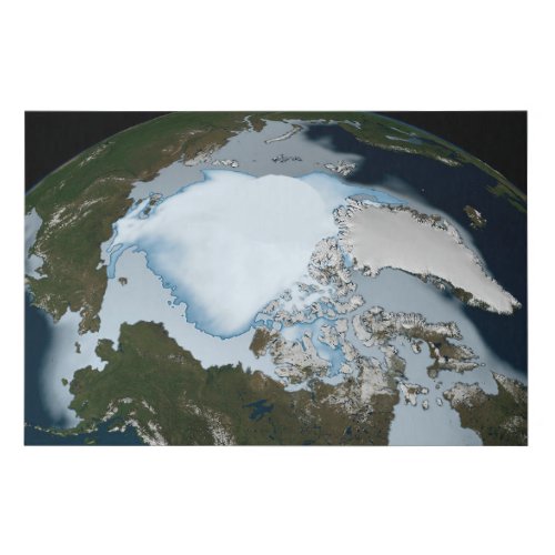 Planet Earth Showing Sea Ice Coverage In 1980 Faux Canvas Print