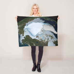 Planet Earth Showing Sea Ice Coverage In 1980. Fleece Blanket