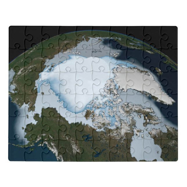 Planet Earth Showing Sea Ice Coverage In 1980. Jigsaw Puzzle (Puzzle Horizontal)