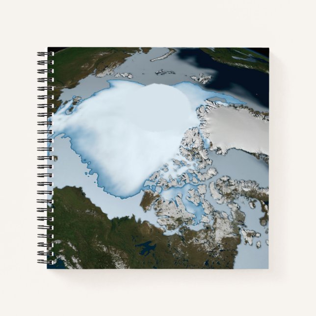 Planet Earth Showing Sea Ice Coverage In 1980. Notebook (Front)