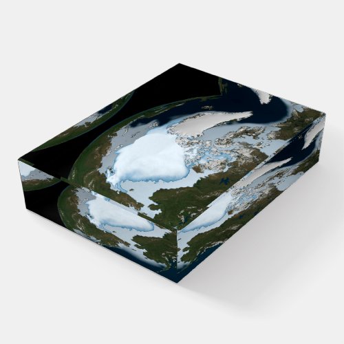 Planet Earth Showing Sea Ice Coverage In 1980 Paperweight