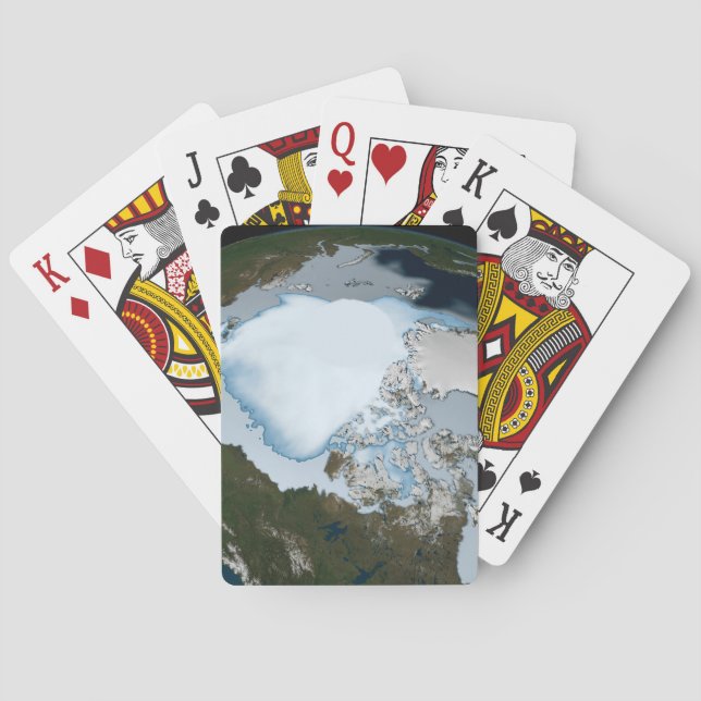 Planet Earth Showing Sea Ice Coverage In 1980. Poker Cards (Back)