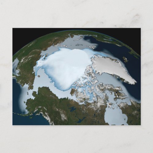 Planet Earth Showing Sea Ice Coverage In 1980 Postcard