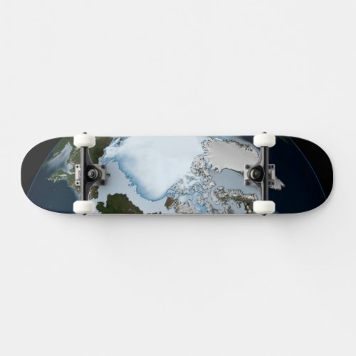 Planet Earth Showing Sea Ice Coverage In 1980 Skateboard