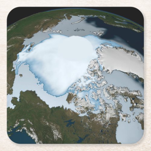 Planet Earth Showing Sea Ice Coverage In 1980 Square Paper Coaster