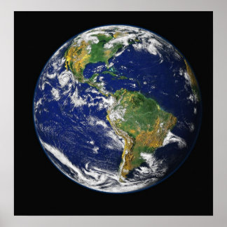 PLANET EARTH SPACE PHOTOGRAPHY BLUES GREENS BLACK POSTER