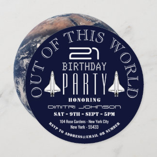 Planet Earth, Space Shuttle Birthday Party Invitation