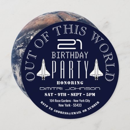 Planet Earth, Space Shuttle Birthday Party Invitation