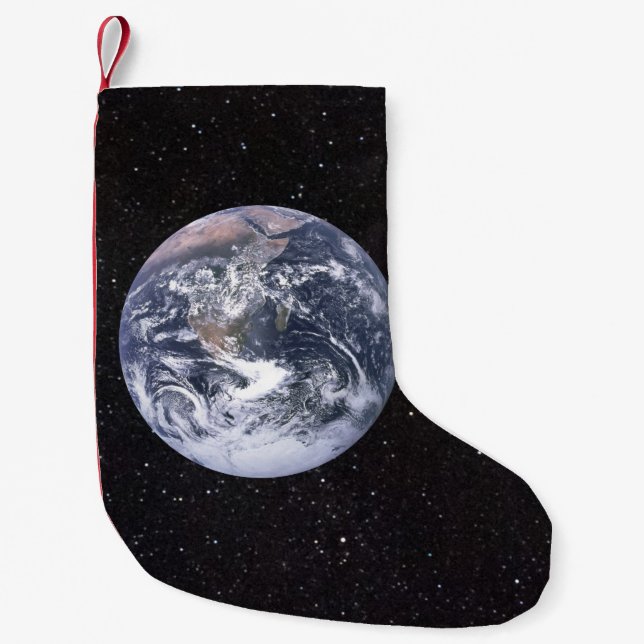 Planet Earth Starry Sky Small Christmas Stocking (Front)