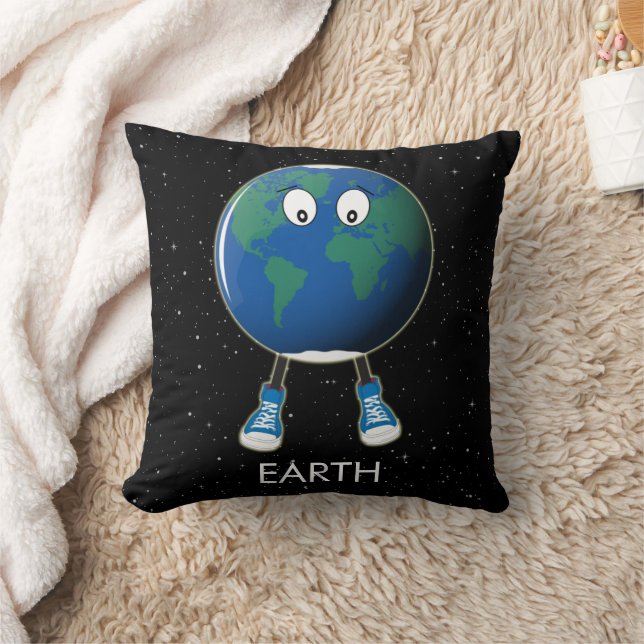 Planet Earth & Stars Throw Pillow (Blanket)