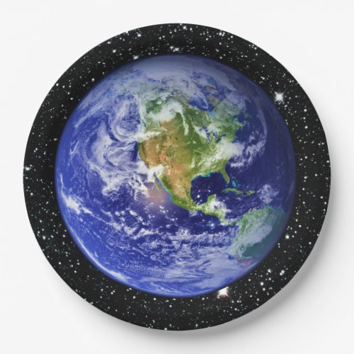 PLANET EARTH v3 star background solar system  Paper Plates