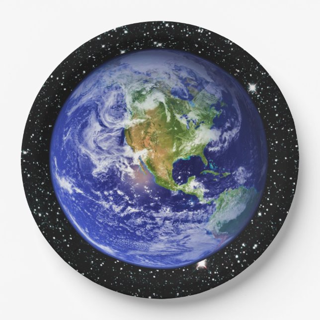 PLANET EARTH v3 star background (solar system) ~ Paper Plates (Front)