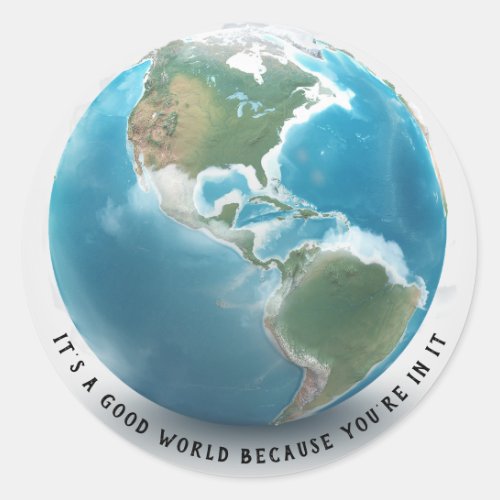 planet Earth with clouds Classic Round Sticker