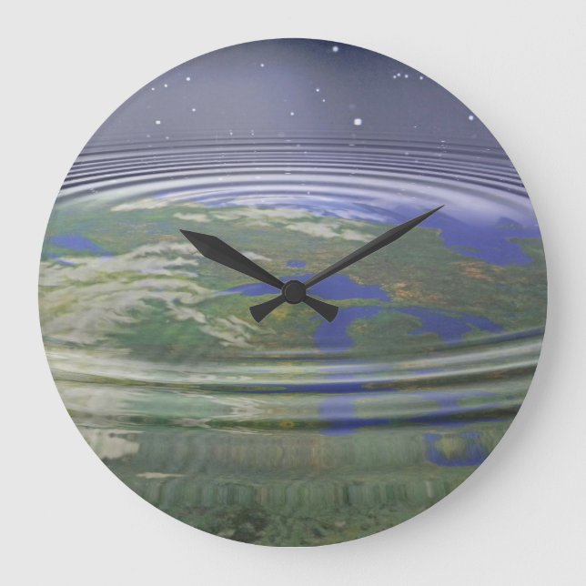 Planet Earth with water ripples Large Clock (Front)