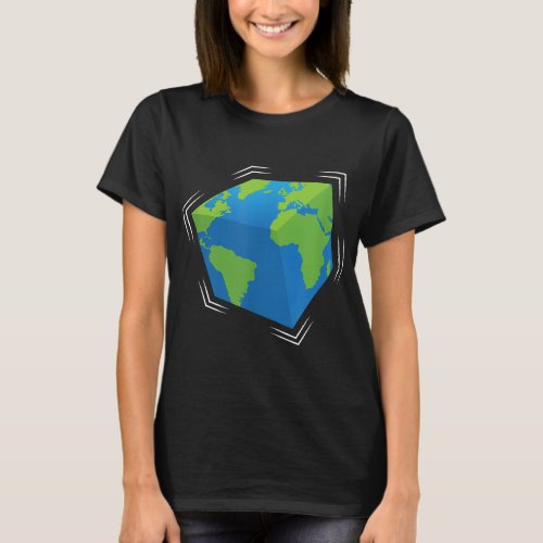 Planet Earth World as Cube Solar System Astronomer T_Shirt