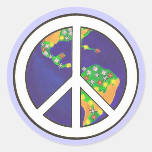 Planet Earth World Peace Sign stickers