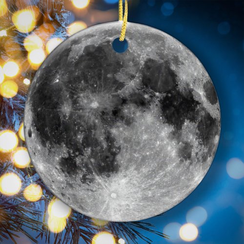 Planet Earths Moon Christmas Tree Ceramic Ornament