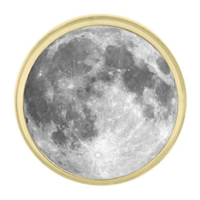 PLANET EARTH'S MOON (solar system) ~ Gold Finish Lapel Pin (Front)