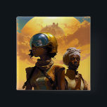 Planet Explorers Afrofuturistic Science Fiction Button<br><div class="desc">Fantasy art products by The Lunarium.</div>