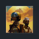 Planet Explorers Afrofuturistic Science Fiction Button<br><div class="desc">Fantasy art products by The Lunarium.</div>