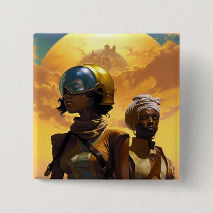 Planet Explorers Afrofuturistic Science Fiction Button
