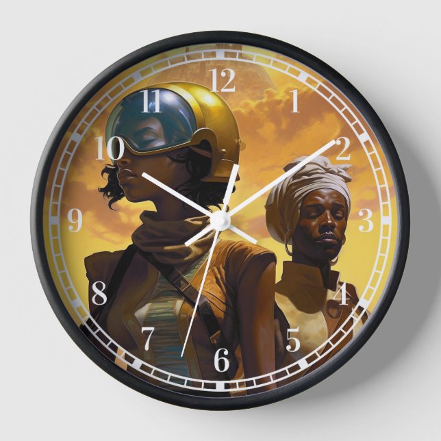 Planet Explorers Afrofuturistic Science Fiction Clock (Front)