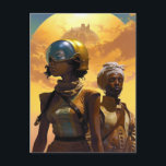 Planet Explorers Afrofuturistic Science Fiction Postcard<br><div class="desc">Fantasy art products by The Lunarium.</div>