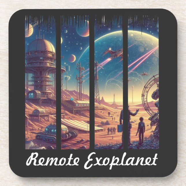 planet far away beverage coaster (Front)