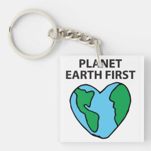 Planet First Ecofriendly Icon Happy Earth Clipart Keychain