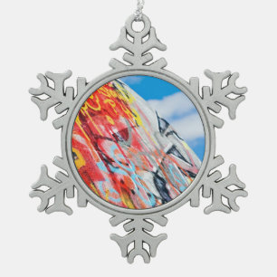 planet graffiti snowflake pewter christmas ornament