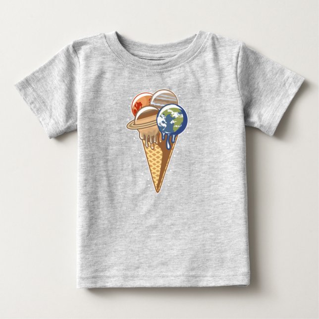 Planet Ice Cream Cone Funny Food Baby T-Shirt (Front)