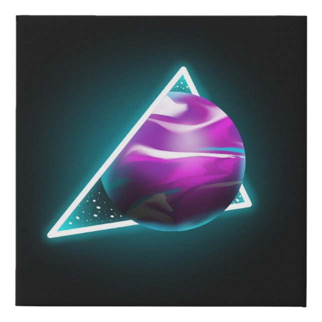 Planet in a glowing triangle faux canvas print (Front)