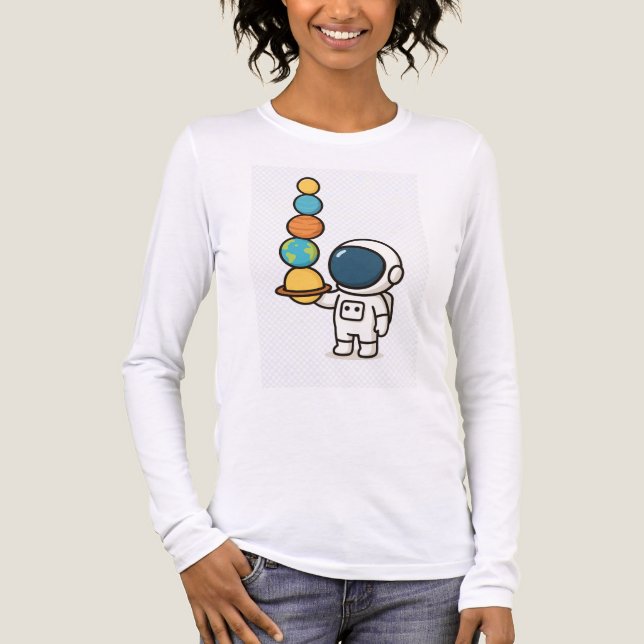  Planet Juggler – Kawaii Astronaut Hoodie Tri-Blend Shirt (Front)