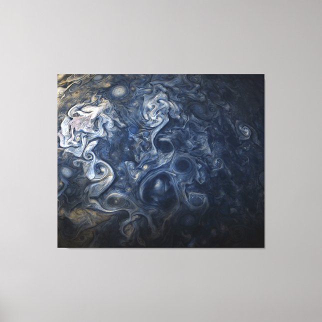 Planet Jupiter Blues Blue White Juno Cam Swirling  Canvas Print (Front)
