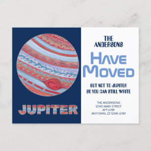 Planet Jupiter Colorful Funny Moving New Address Announcement Postcard