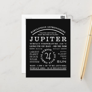 Planet Jupiter Detailed Symbol Astronomy Postcard
