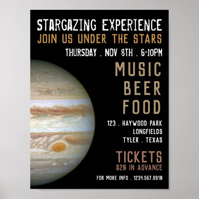 Planet Jupiter, Planetarium Event Advertising Poster (Front)