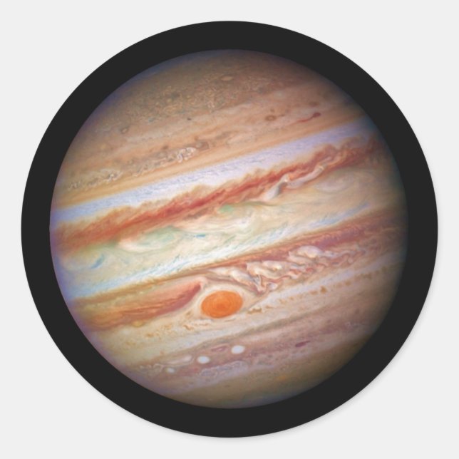 PLANET JUPITER ` red spot head on (solar system) ~ Classic Round Sticker (Front)