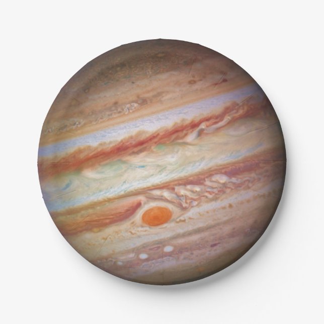 PLANET JUPITER - red spot head on (solar system) ~ Paper Plates (Front)