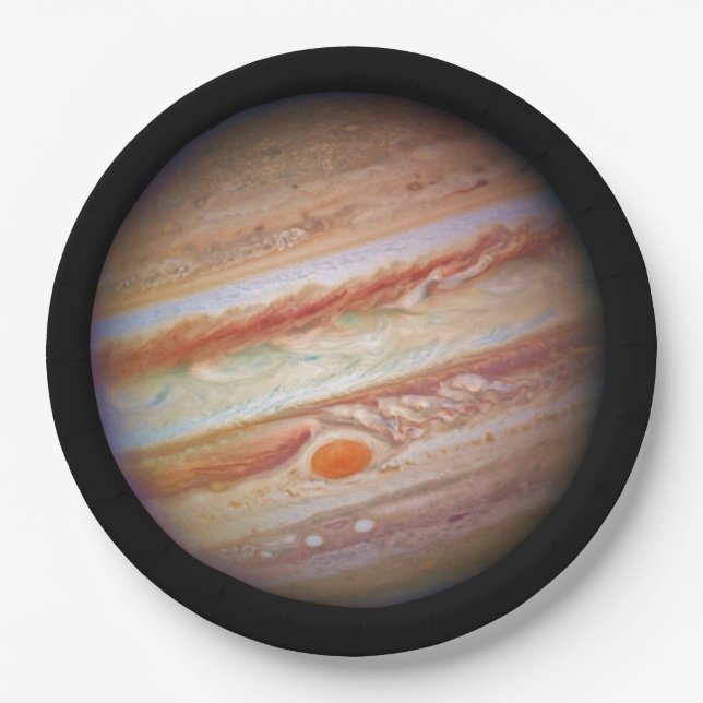 PLANET JUPITER ` red spot head on (solar system) ~ Paper Plates (Front)