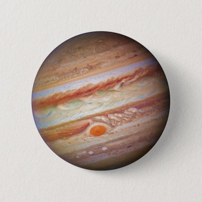 PLANET JUPITER - red spot head on (solar system) ~ Pinback Button (Front)
