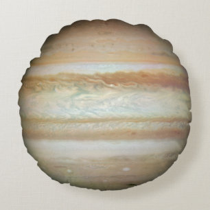 Planet Jupiter Space Solar System Stripes Orange Round Pillow