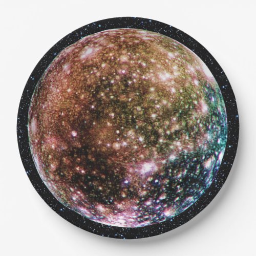 PLANET JUPITERS MOON _ CALLISTO with Star Backgro Paper Plates