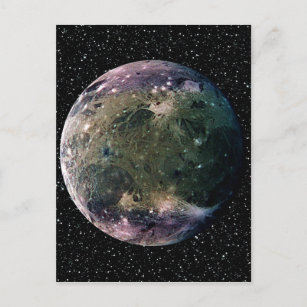 PLANET JUPITER'S MOON GANYMEDE star background ~ Postcard
