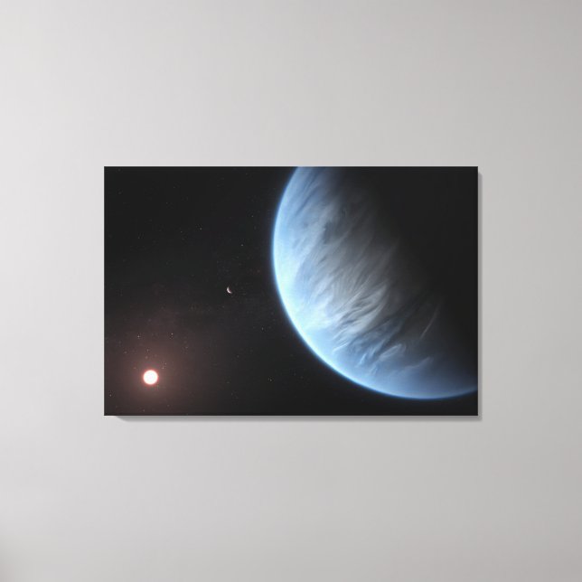 Planet K2-18b, Host Star And Accompanying Planet. Canvas Print (Front)